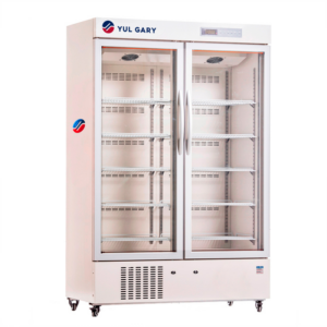 Frigorifero da farmacia con doppia porta in vetro con illuminazione interna a LED YG0791